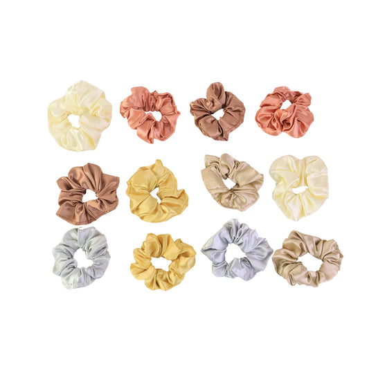 Premium Satin Hair Scrunchies Elastic Hair Ties For Women Girls (12 Pc)